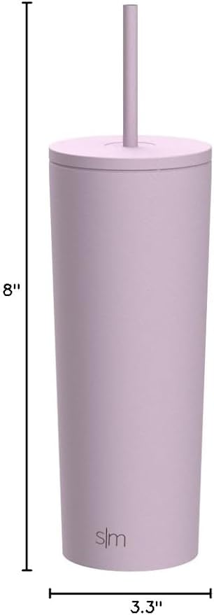 Simple Modern Insulated Tumbler with Lid and Straw | Iced Coffee Cup Reusable Stainless Steel Water Bottle Travel Mug | Gifts for Women Men Her Him | Classic Collection | 24oz | Lavender Mist