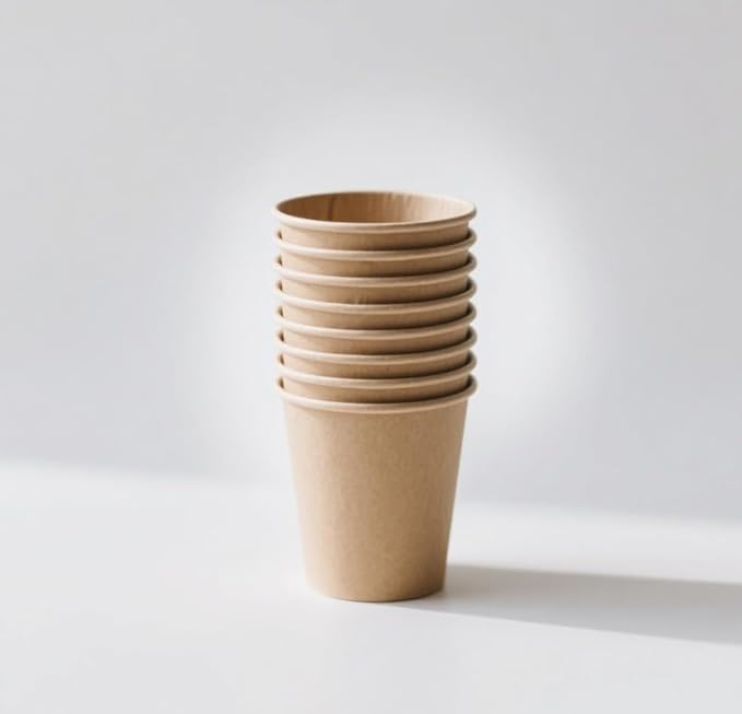Coolcap 12 oz 200 Pack Disposable Coffee Cups, Bulk Brown Disposable Paper Cups, Coffee Cups for Hot Tea, Chocolate and Cold Drinks