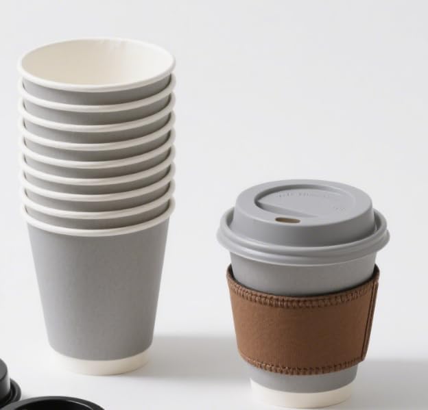 Coolcap 12 oz PLA Grey Disposable Cups 100 Packs Earth Friendly Sturdy Design for Hot Drinks Restaurants Catering
