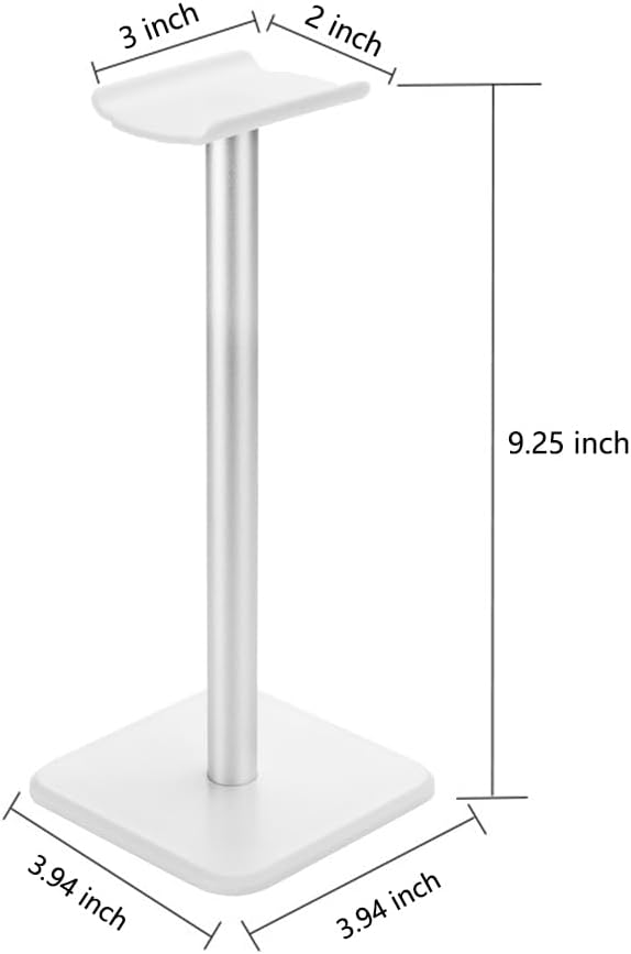 Deear Headphone Stand Gaming Headset Holder Universal Aluminum Metal Headphone Holder Hanger with Aluminum Supporting Bar Flexible Headrest ABS Solid Base for All Headphone,White
