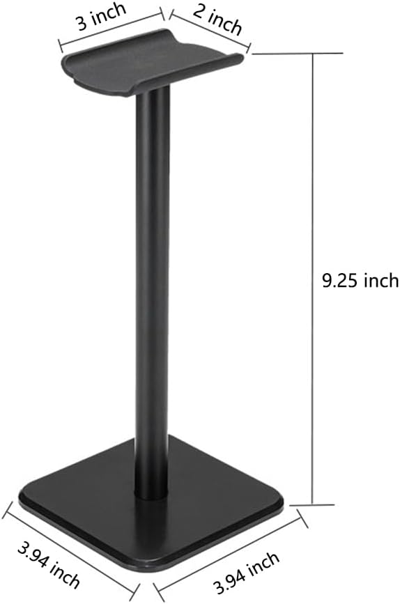 Deear Headphone Stand Gaming Headset Holder Universal Aluminum Metal Headphone Holder Hanger with Aluminum Supporting Bar Flexible Headrest ABS Solid Base for All Headphone,Black, HSB3602