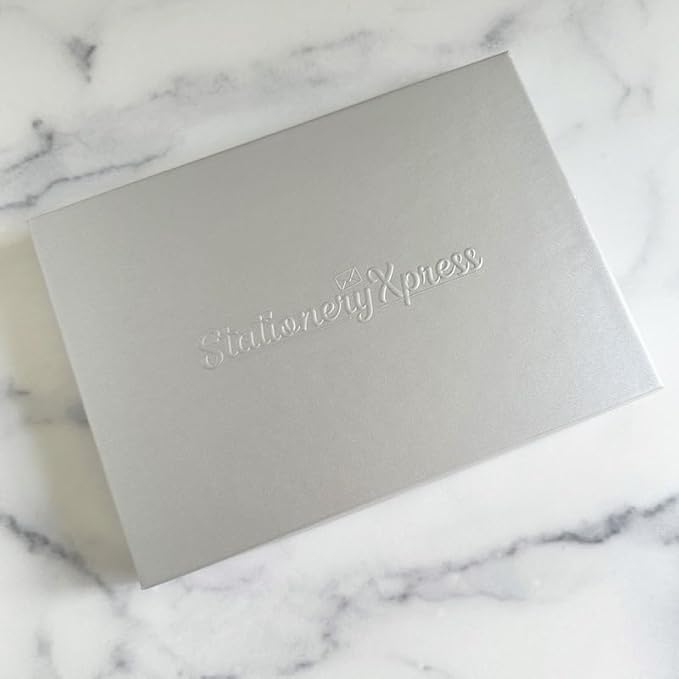Premium Personalized Embossed Stationery Flat Cards – Triple-Thick 140 lb Cream/White Cardstock | 25 Custom Flat Cards with Matching Envelopes | Elegant Embossed Raised Impression (no ink)