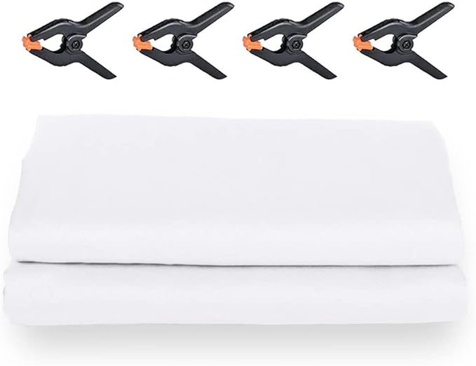 10X20ft White Photo Backdrops for Photography, LCUIRC Two Rod Pocket Backdrops Curtain for Parties, Polyester Background with 4 Clamps for Product Protrait Photoshoot or Parties Decoration