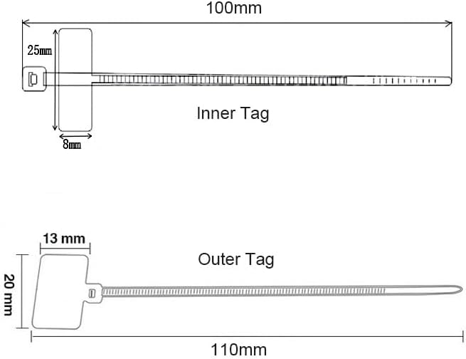 REXUS Plastic Cable Tie With Inner Label 100 Pcs Write on Tags Wire Zip Ties Cable Mark Tags 3 x 100mm Nylon Power Marking Label Binding Strap(CT_PL_LI100)