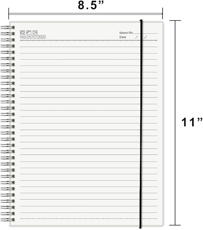 Large College Ruled Spiral Notebook 8.5" x 11" with 120gsm Thick Lined Paper, Elastic Band and Transparent Hard Cover - 3 Pack 480 Pages A4 Notepads for Journaling, Planning, Writing (Ruled, A4)