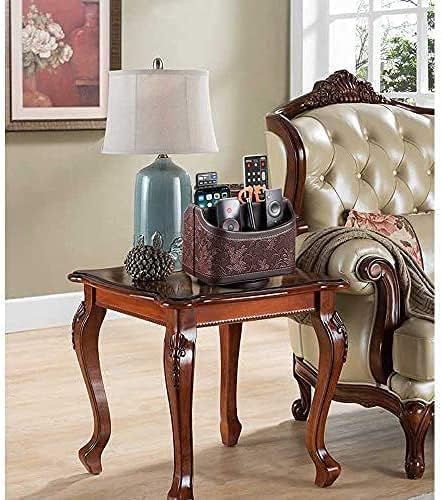 Arniche PU Leather Remote Control Organizer with 360° Spinning Design,Desk Organizer for TV Remote,Phone,Pen,Glasse,Mail,Tablet,Calculator,Controller-Home & Office Storage Caddy (Antique Brown) 
