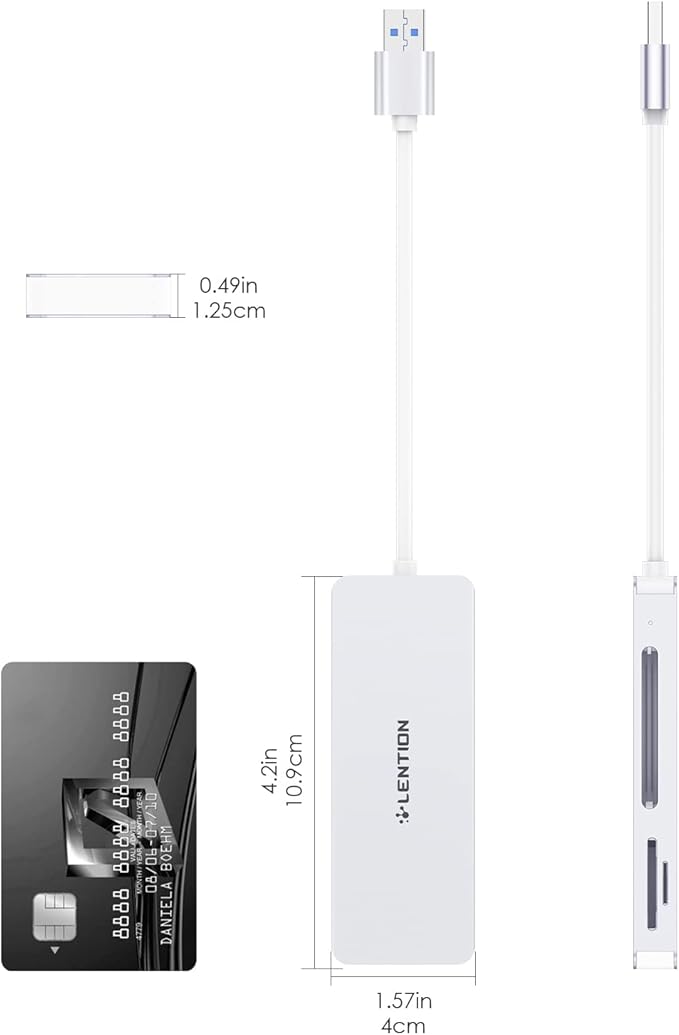 LENTION USB 3.0 to CF/SD/Micro SD Card Reader, SD 3.0 Card Adapter for SDHC/SDXC/MMC/RS-MMC/Micro SDHC/Micro SDXC/CF Type I, Compatible Windows, MacOS, ChromeOS, More (CB-H12, Silver)