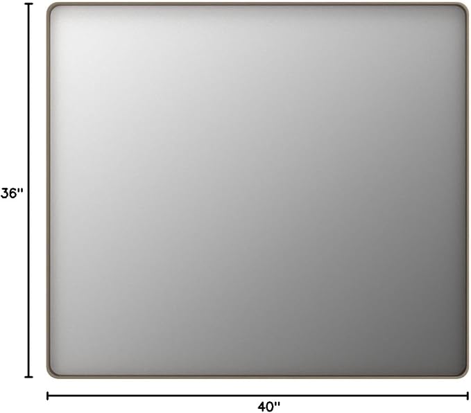 LOAAO 40”X36” Bronze Bathroom Mirrors for Vanity, Rounded Rectangle Brushed Bronze Metal Frame Mirror, Anti-Rust, Tempered Glass, Hangs Horizontally or Vertically