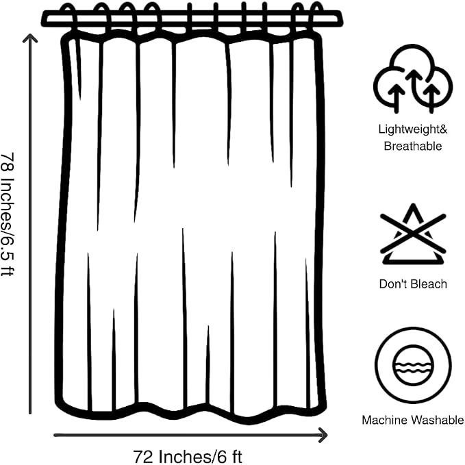 Boho Mid Century Extra Long Shower Curtain, 72Wx78H Minimalist Abstract Sun Modern Machine Washable Polyester Waterproof for Bathroom with 12 Hooks