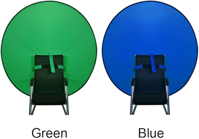 1 PC Green Screen Background, Nylon Background Screen Portable Foldable Backdrop for Live Streaming, Chair Photo Studio Solid (Blue, 110cm, only Screen,NO Stand)