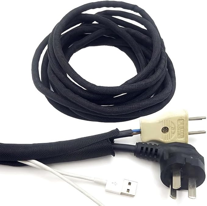 Split Mesh Cord Sleeve Loom Tubing Cable Cover Braided Cable Management Auto Protective Wire Harness Wrap Self Wrapping Woven 3/16"-35ft