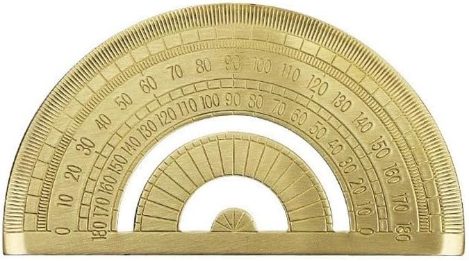 Golden Brass Ruler Set with Protractor and Triangles, 18 cm / 7 inch for Precision Measuring Tools for Drafting, Art, Engineering, School, Office, Portable Stationery Kit