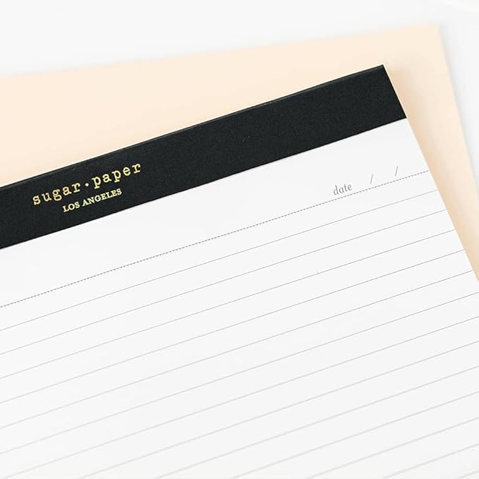 Sugar Paper Legal Pad, 50 Lined Pages, Office Supplies, 8.5" x 11.75", Black Legal Pad