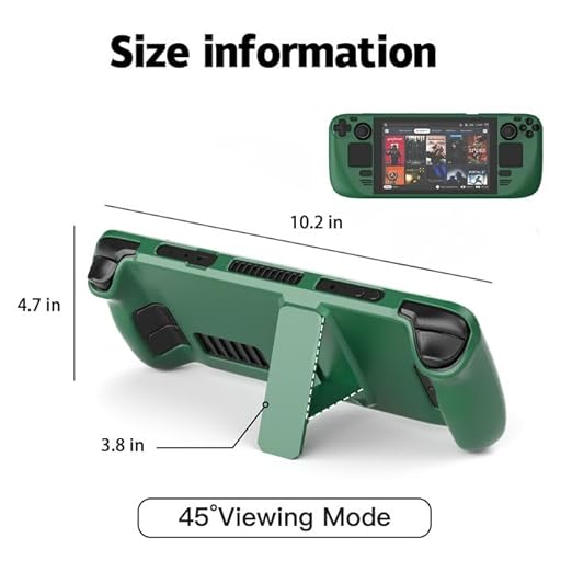 bibuks Steam Deck Case,Steam Deck OLED Protective Case,Non-Slip Skin Protective Shell Accessories with Kickstand ,2 Screen Protector, 4 Thumb Grip (Green)