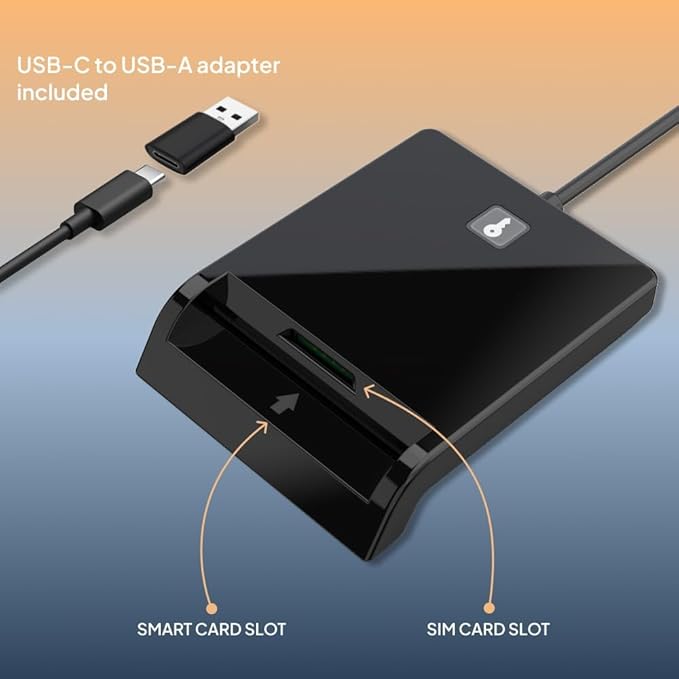 Contact Smart Card CAC Reader USB C & A, DOD Military USB Common Access CAC Reader Military, Compatible with Windows, Mac OS, Linux, CCID ISO7816, Rohs, CE Certified