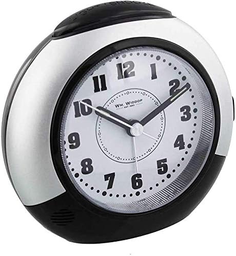 Oaktree Gifts Black & Silver Alarm Clock with Silent Sweep No Ticking Feature Plus Snooze & Light …