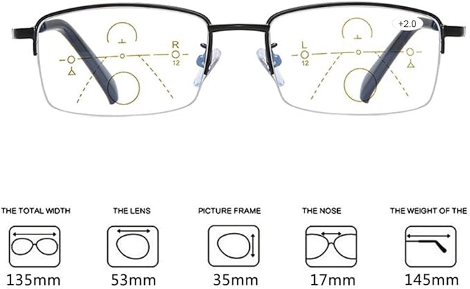 Progressive Multifocus Computer Reading Glasses Blue Light Blocking No Line Lenses Multifocal Readers for Men and Women