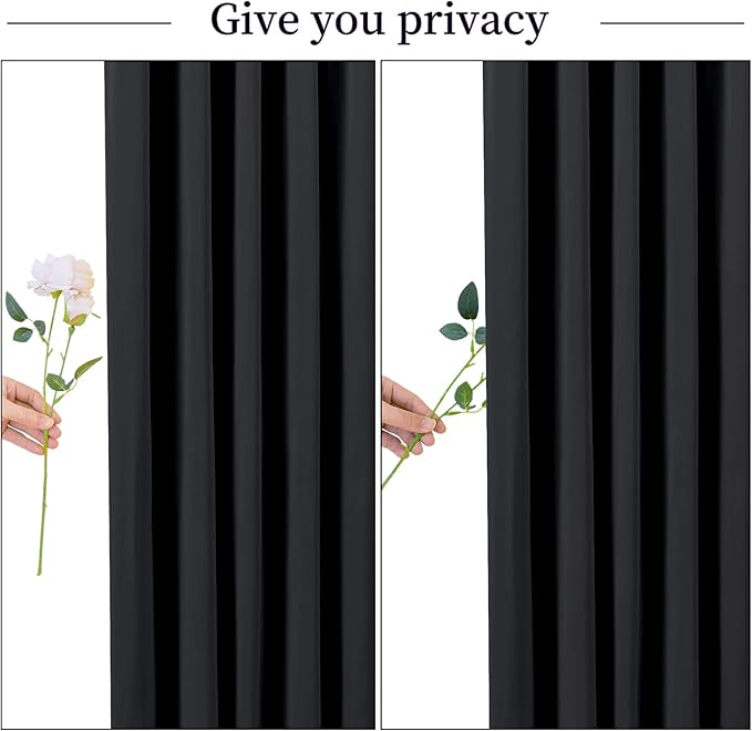 Black Backdrop Curtain for Parties Wrinkle Free Black Photo Curtains Backdrop Drapes Fabric Decoration for Birthday Party Wedding 5ft x 8ft,2 Panels