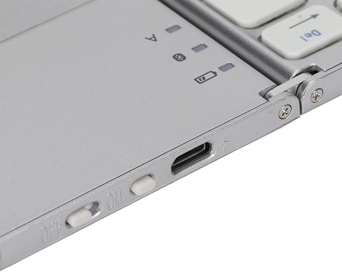 Wisoqu Foldable Keyboard with Touchpad, 3 Folding Wireless Keyboard 63 Keys 10m Connection USB Charging, for iOS for Laptop Tablet Smartphone (Silver White)