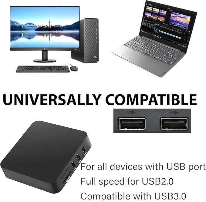CR-A 6-Slot All-in-One USB 2.0 Card Reader-Writer - Portable Plug Play Multi Card Reader/Writer Compatible with Most OS and Memory Cards (not for Sony Memory Stick) Micro SD Cards,Includes USB Cable