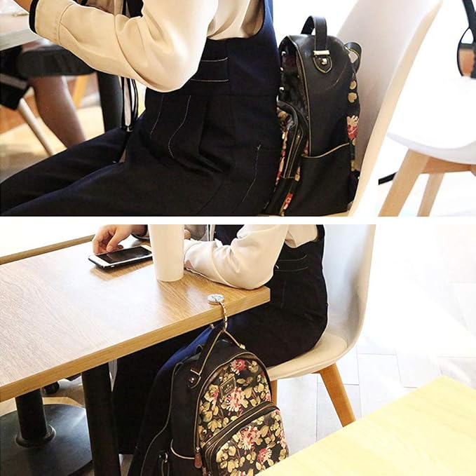Bosketo Foldable Purse Hook Womens Bag Table Hanger Collection Desk Hooks for Purse (White+Black Marble Hook)