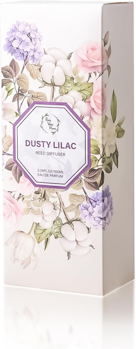 Orelune Reed Diffuser Set, 3.4 fl oz - Elegant Home Fragrance with Sticks - Long-Lasting Scented Oil Reed Diffuser for Bedroom, Bathroom Shelf Decor & Office (Dusty Lilac)