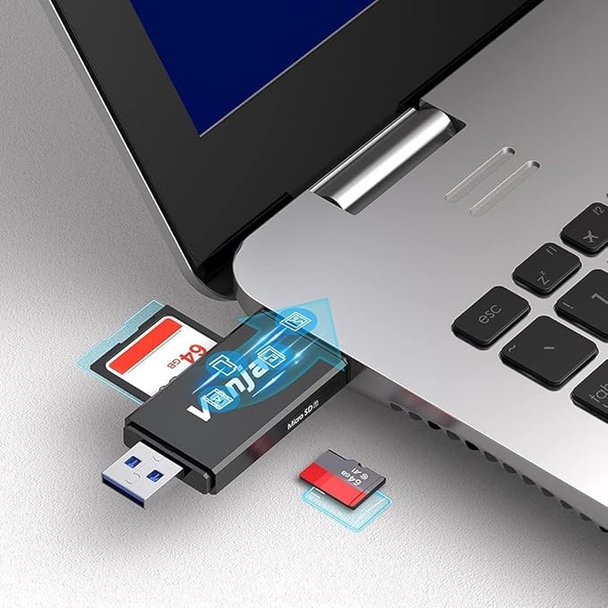 Vanja SD Card Reader, USB 3.0 & USB C Dual Slots Micro SD Card Adapter, Memory Card Reader for SD, SDHC, SDXC, microSDHC, microSDXC | Compatible with iPhone 17/16/15 Series, Android, Windows/macOS