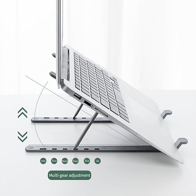 Vryxq Ergonomic Foldable Laptop Stand Portable Desktop Stand Adjustable 6 Gear Vertical Saving Dock for Tablet Foldable Holder