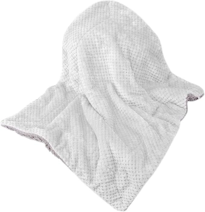 Fuzzy Sherpa Reversible Blanket for Baby, Soft Warm Cozy Coral Fleece Toddler, Infant or Newborn Reversible Blanket for Crib, Stroller, Travel, 30”×40”, Cream