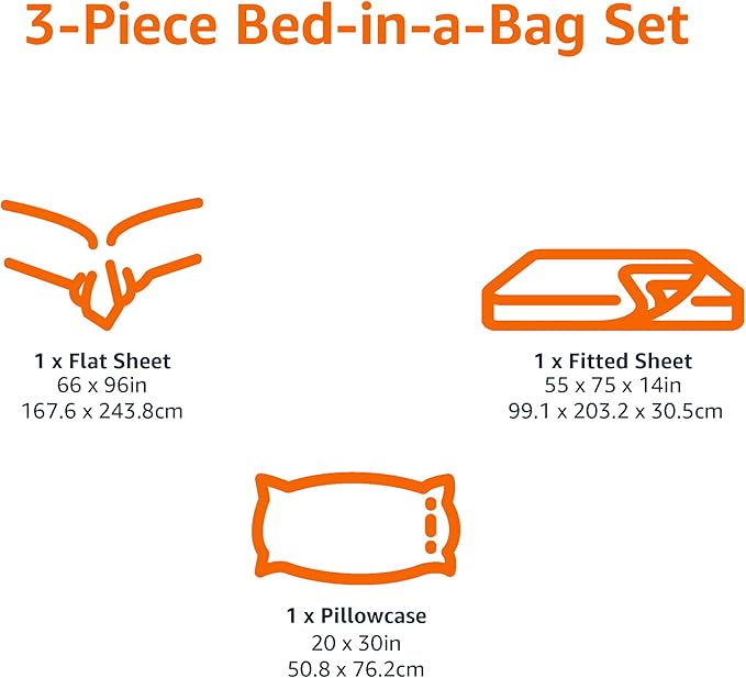 Amazon Basics Lightweight Microfiber 3-Piece Bed Sheet Set, Oliver Light, Solid, Twin XL