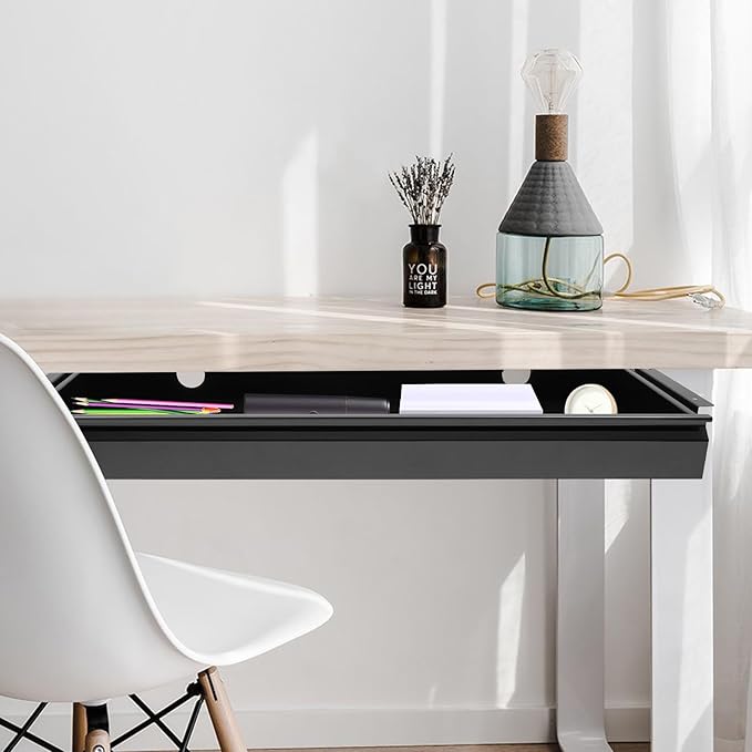 FFanhia 30 Inch Under Desk Mounted Sliding Pull-out Drawer Storage for Sit Stand Workstation Office(Applicable Table Thickness: 0.79in) Black