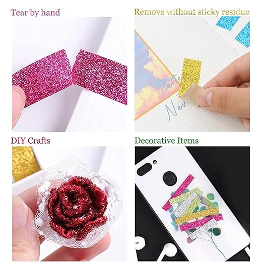 Pofflujent 12 Rolls Glitter Washi Tape Set Christmas Washi Masking Tape Decorative Adhesive Tape for Scrapbooking DIY Crafts Crafters Embellished Journals Planners Cards Gift Wrapping Ribbons Wedding