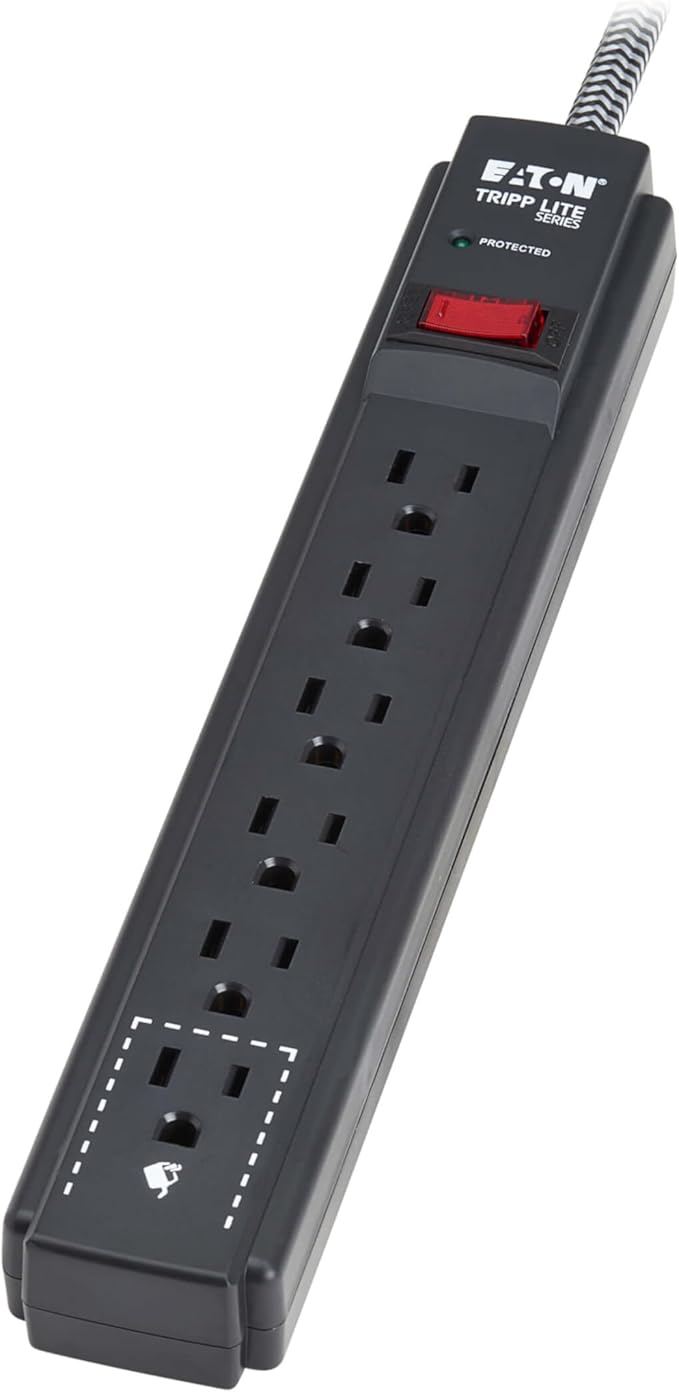 Eaton Tripp Lite Series 6-Outlet Surge Protector Power Strip, Flat Plug 20ft Braided Extension Cord, 1200 Joules, 15A Circuit Breaker, Lifetime Manufacturer's Warranty & $10,000 Insurance (TLP620DB)