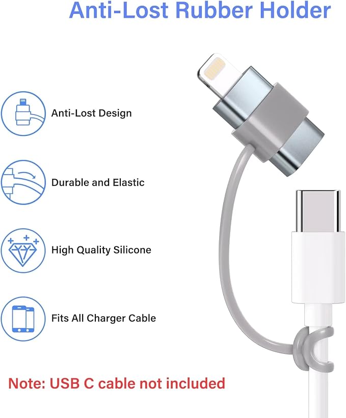 USB C Type C to Lightning Adapter (4 Pack) 1.8-2.2A 15W Fast Charging Support Data Sync,Lightning to USB Type C Cable Adapter for iPhone/iPad/for Airpods,with Anti-Lost Loop,Not for Audio/OTG, Gray