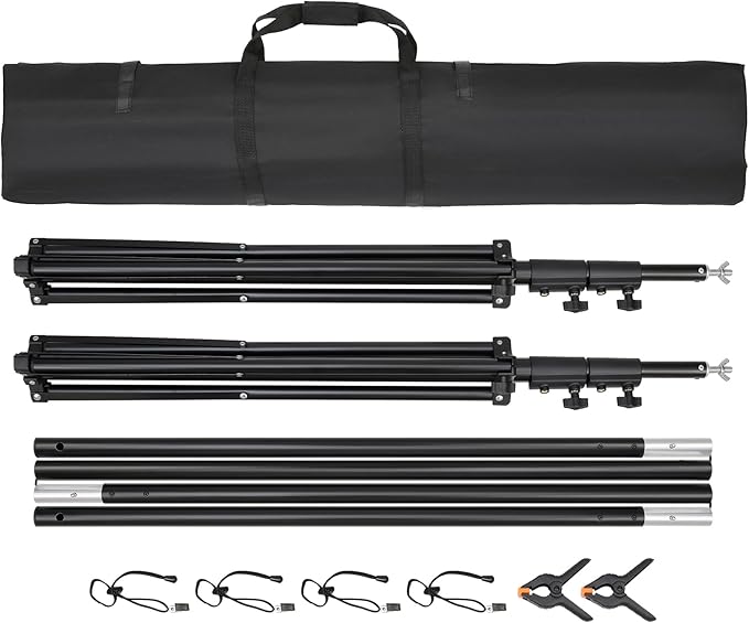VEVOR 11.5 x 9.6 ft Heavy Duty Backdrop Stand, Height Adjustable Photography Backdrop Stand, Background Support System with 6 Clamps and A Carry Bag, for Party, Wedding, Display, Photo