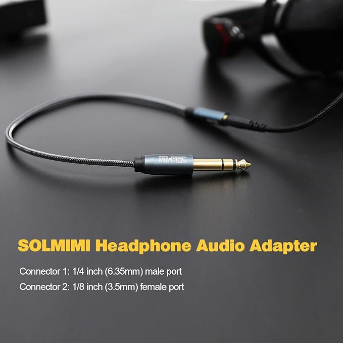 SOLMIMI 1/4 to 1/8 Headphone Adapter (10 Feet), 6.35mm Male to 3.5mm Female TRS Stereo Audio Jack Adapter Cable for Mixer Guitar Amp Piano Keyboard Amplifier Headphone Speaker (10 FT/3 Meter)