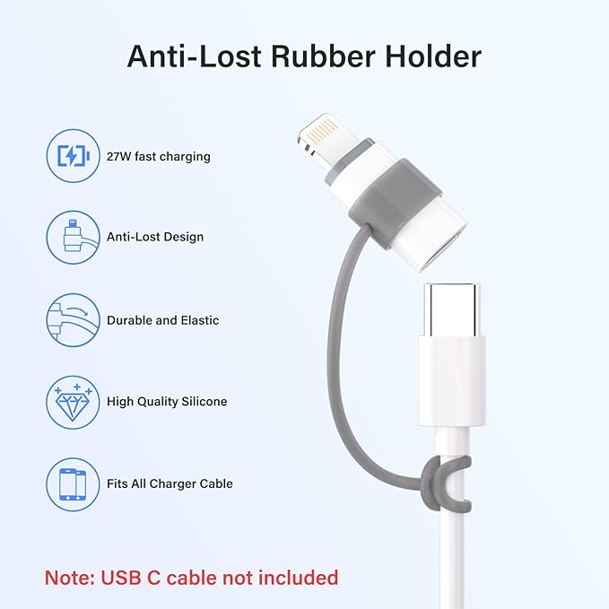 USB C Type C to Lightning Adapter MFi Certified 4 Pack 27W Fast Charging Support Data Sync,Lightning to USB Type C Cable Adapter for iPhone/iPad/for Airpods,with Anti-Lost Loop,Not for Audio/OTG