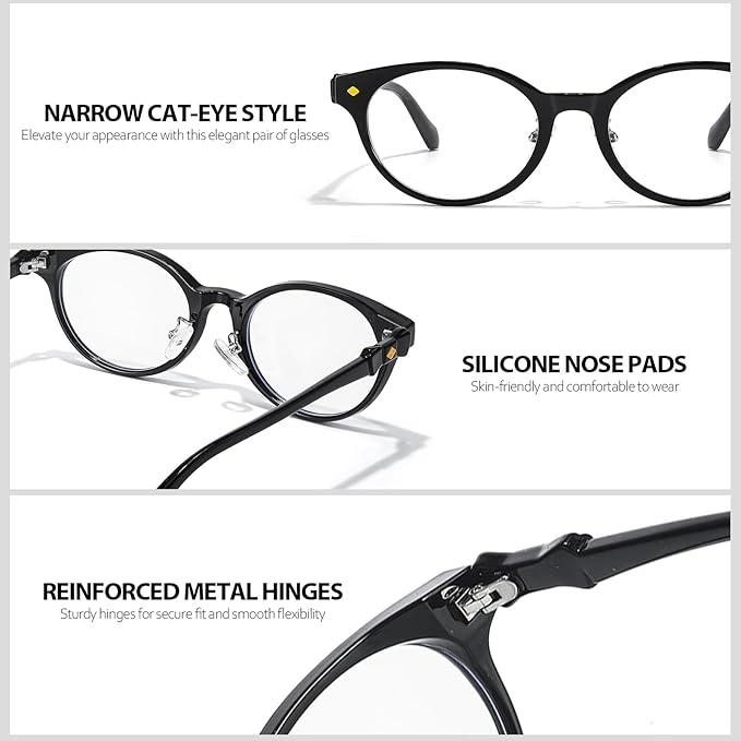 IGnaef Blue Light Blocking Glasses for Women, Oval Frame Bluelight Glasses for Gaming/Computer/Screen BL6216