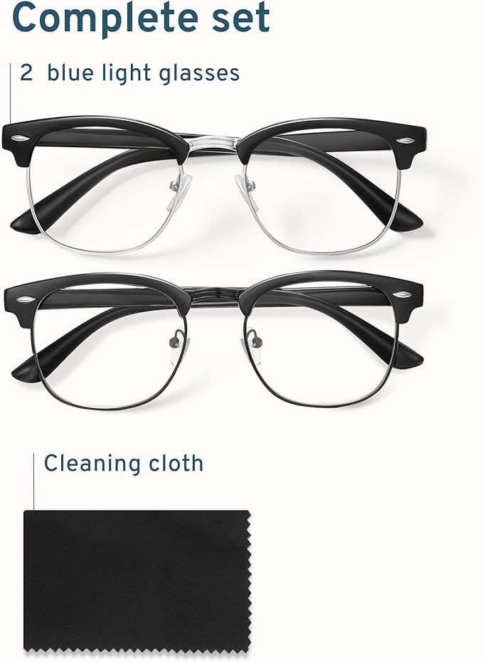 racico Computer Blue Light Blocking Glasses Blue Light Glasses Men Women, Anti Blu-Ray Gaming Glasses Lenses