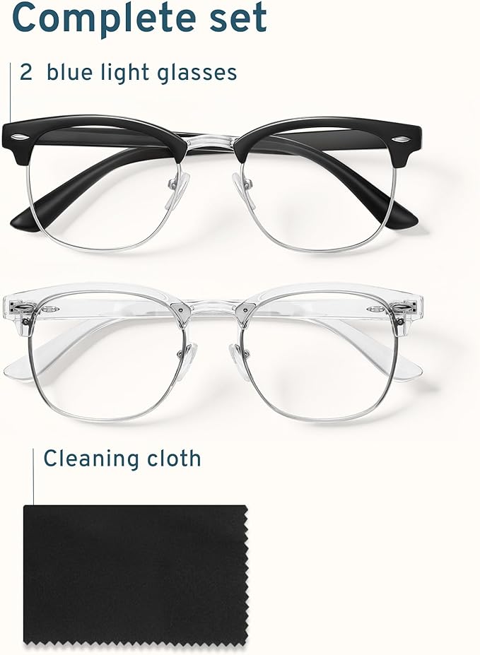 racico Computer Blue Light Blocking Glasses Blue Light Glasses Men Women, Anti Blu-Ray Gaming Glasses Lenses