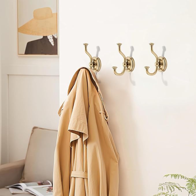 khtumeware 1 Pack 4-1/2 inch Zinc Alloy Vintage Wall Champagne Bronze Large Coat Hooks Suitable for Tile, Wood Board, Glass Walls, Bathroom, Entrance Hall, Kitchen, Multi-Functional Robe Hooks