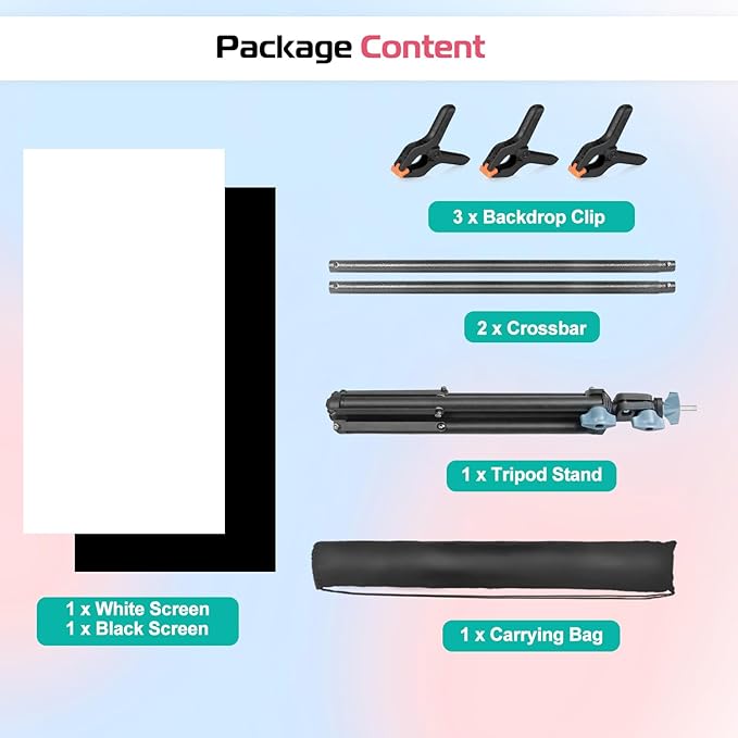Product Photography Photo Backdrops Stand Kit, Photo Background, 26.8x50in White Black Backdrop Background with 26x29in Small T-Shape Backdrop Stand Tabletop Photo Shoot for Jewelry Cosmetics