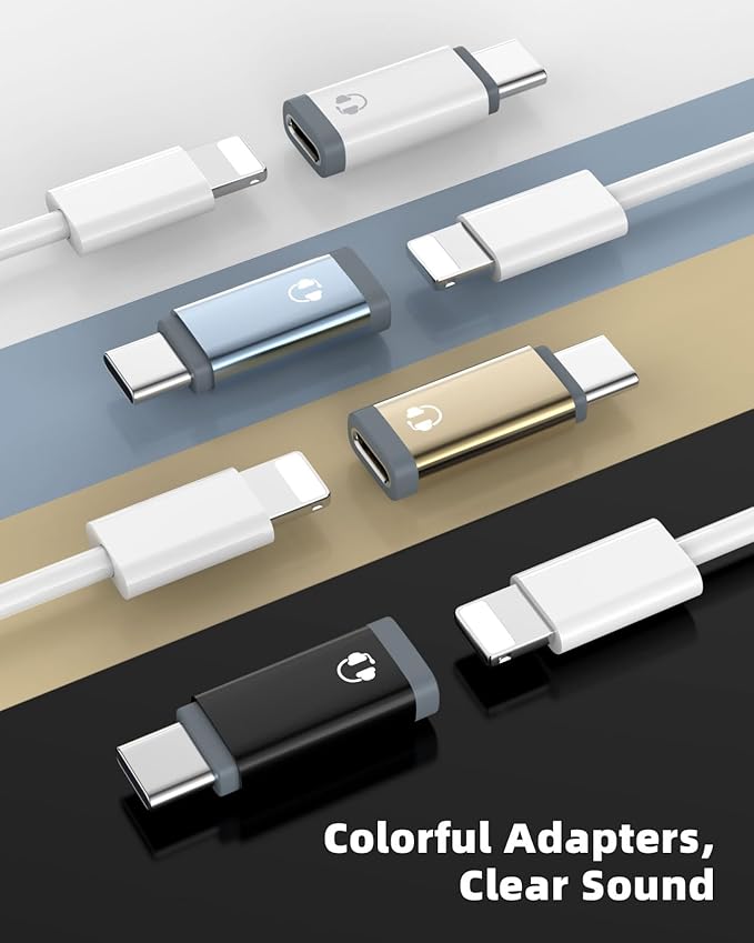 MoKo Lightning to USB C Adapter Audio Only for Apple Earpods with Line Control, Not for Charging/Data Transfer, Lightning to USB C Adapter for iPhone 16/15 Pro Max Plus, iPad, White