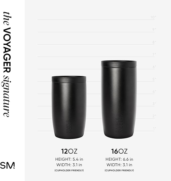 Simple Modern Travel Coffee Mug Tumbler with 360° Lid | Ceramic-Lined Insulated Stainless Steel Cold Brew Iced Coffee Cup | Gifts for Women Men Her Him | Voyager Signature | 12oz | Blue Dune