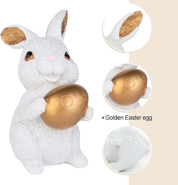MAIBAOTA Polyresin Bunny Decor with Resurrection Eggs Easter Decoration for Home Spring Decoration for Home Table Decor Rabbit Figurines