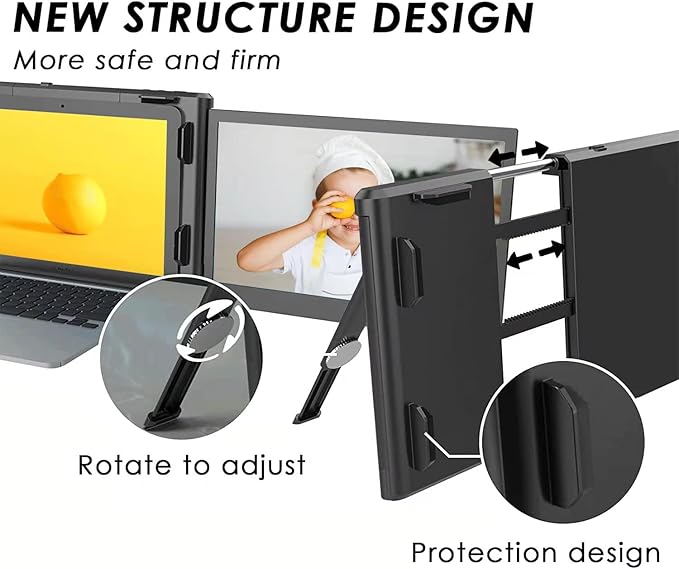 Teamgee P1 Plus Laptop Screen Extender 13.3” FHD 1080P IPS Display,Dual USB & HDMI Portable Monitor, Plug-and-Play Compatible with Mac/Windows/Android, Fits 13-17" Laptops