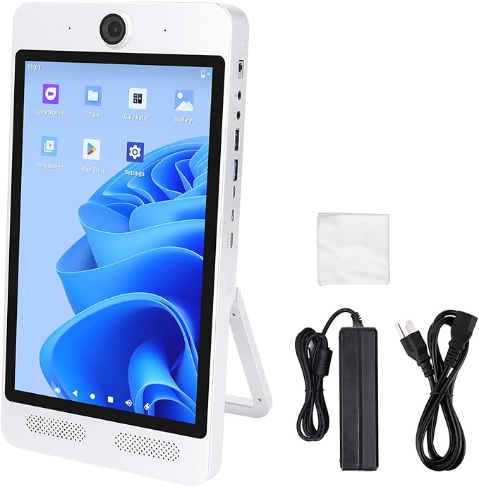10.1 Inch Desktop Live Stream Projection Screen, 8GB + 128GB Tabletop Live Broadcasting Machine Live Display Screen with Video Recording, Microphone, Teleprompter (US Plug)