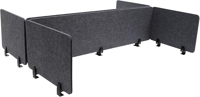 2 Pack Acoustic Desk Divider 59 x 16 Inch No Drilling Clamp-On Privacy Shields Panel Freestanding Desk Divider Desktop Sound Proof Dividers for Office Libraries School Student Desks