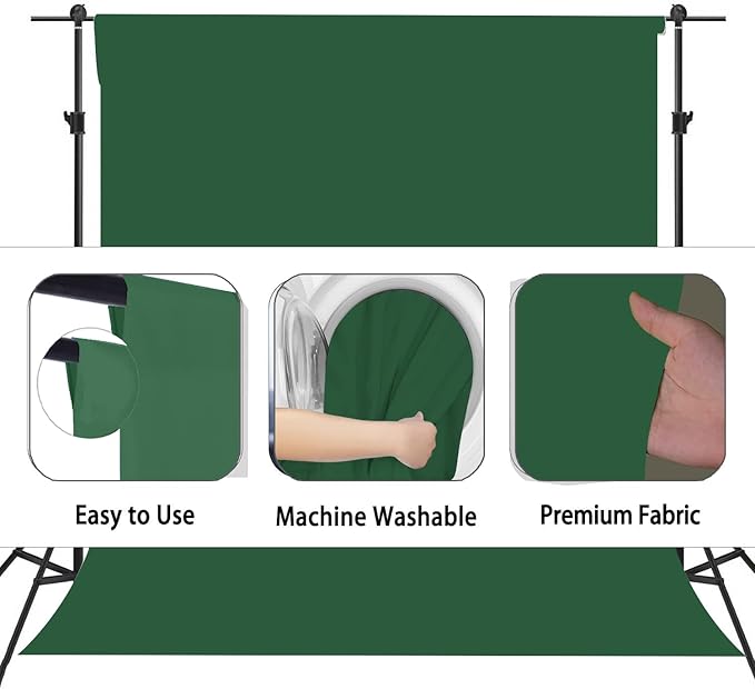 Dark Green Photography Backdrop for Photoshoot, Photo Backdrop Curtain, Perfect Dark Green Backdrops for Party Portrait Photoshoots Video Studio 5FTx7FT