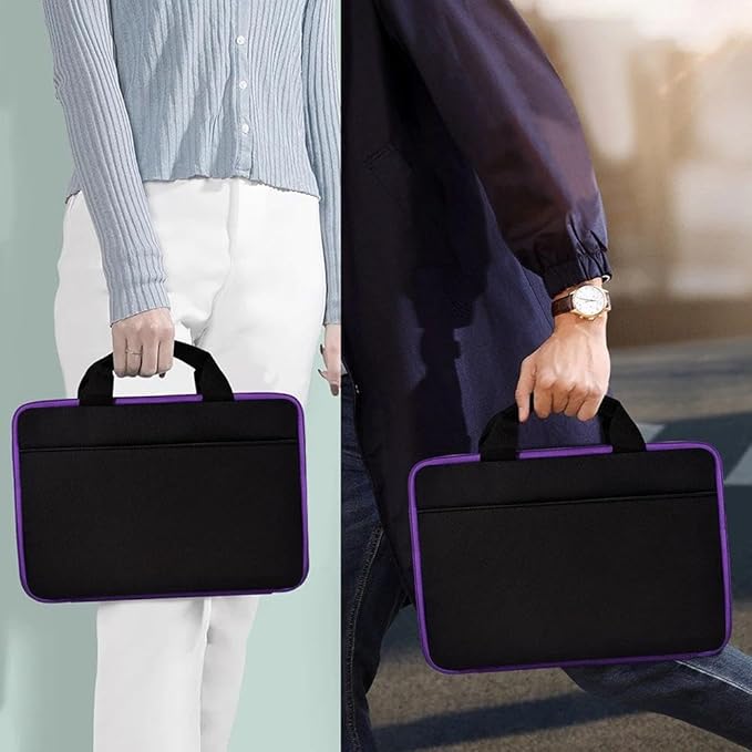 Hseok Laptop Case 13.3-14 inch Briefcase Handbag, Water-Resistant and Shockproof Computer Sleeve Compatible with MacBook Pro 14", Mac Air/Pro 13.3" and 13"-14" Notebooks Chromebooks,Black-Purple